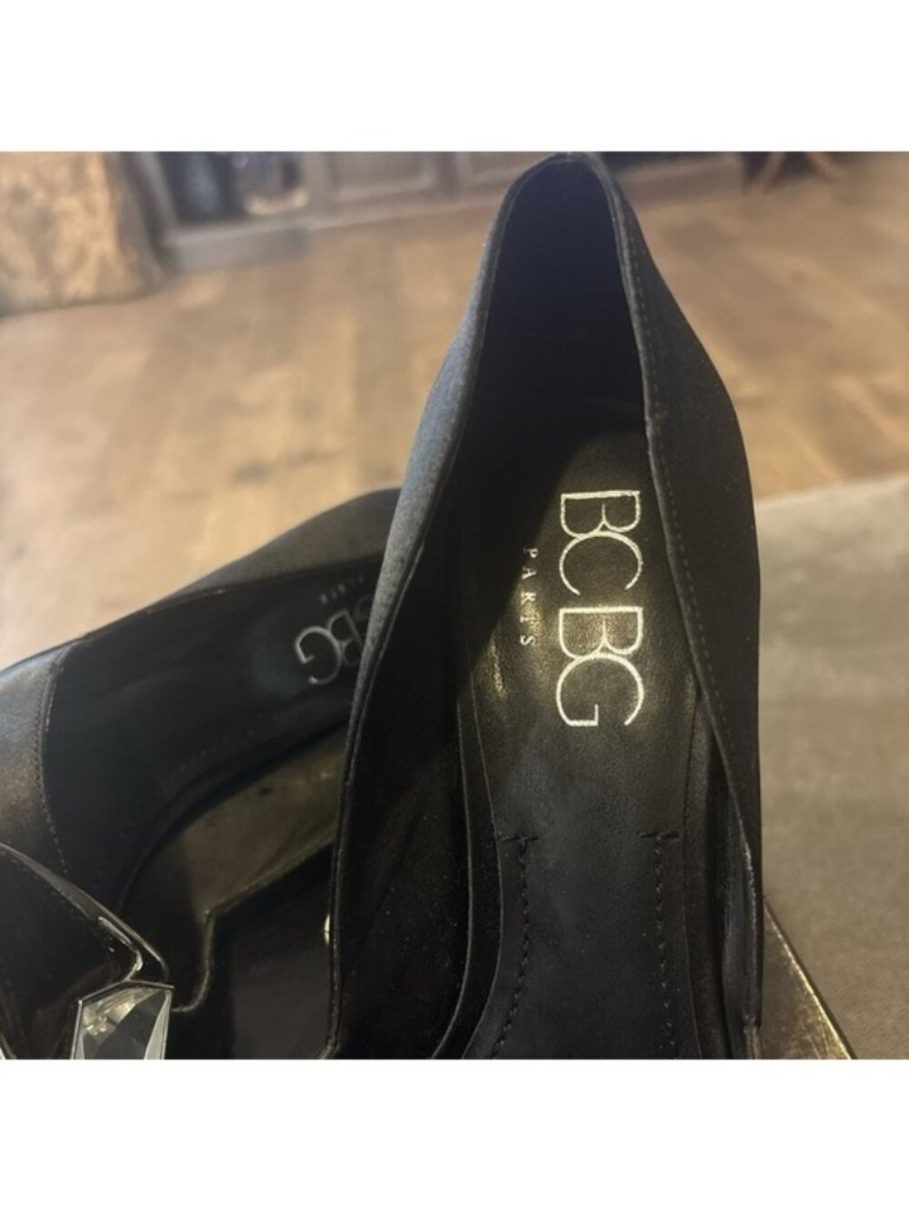 BCBG Black Heels with Floral Embellishment - Picture 5 of 6